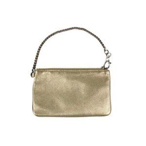 Michael Kors Wallet Wristlet Gold Metallic Mini Clutch Detachable Metal Chain